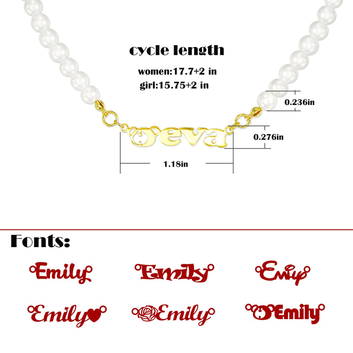 Personalized women's name custom pearl necklace