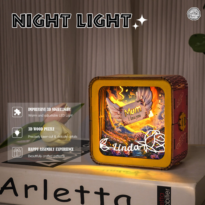 Personalized Kit- 3D Wooden Puzzle Night Light “Words fail, love endures”