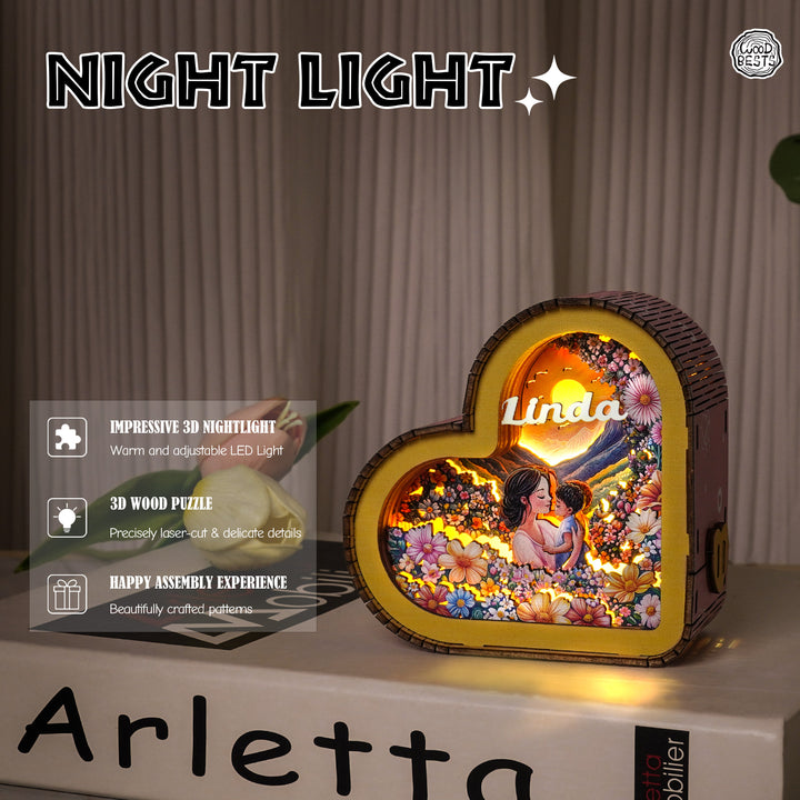 Personalized Kit- 3D Wooden Puzzle Night Light “Words fail, love endures”