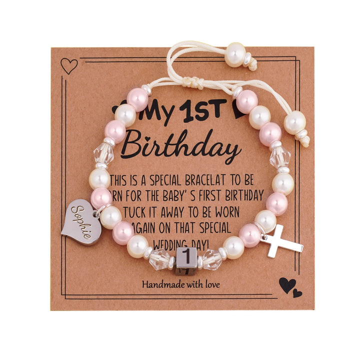 Personalized Name Baby 1st Birthday Bracelet