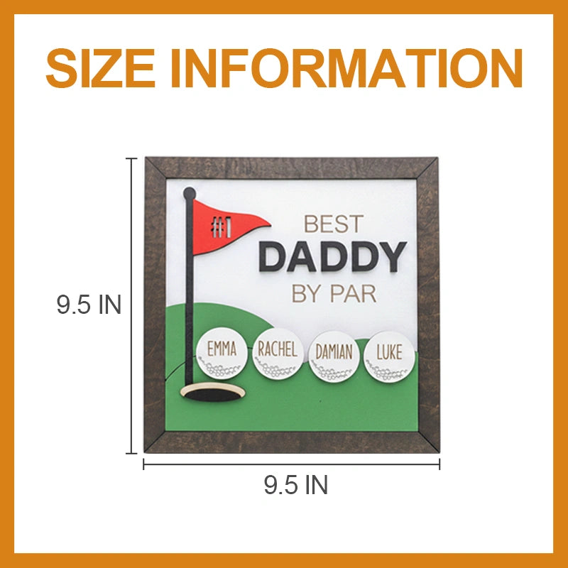 Best Dad by Par Wooden Golf Sign – Personalized Golf Décor Gift for Dad & Him