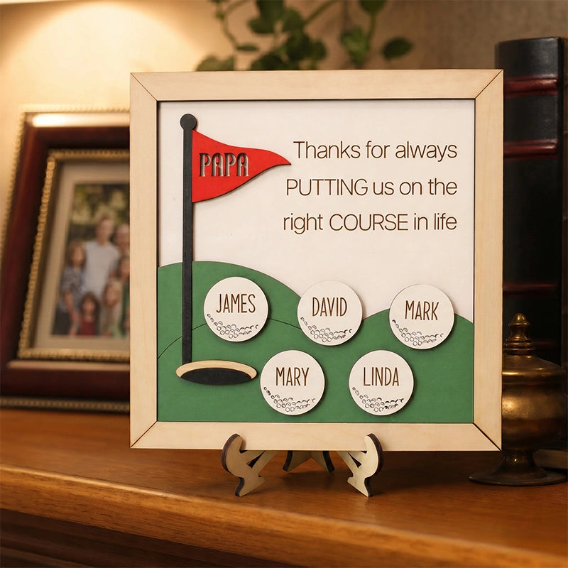 Best Dad by Par Wooden Golf Sign – Personalized Golf Décor Gift for Dad & Him
