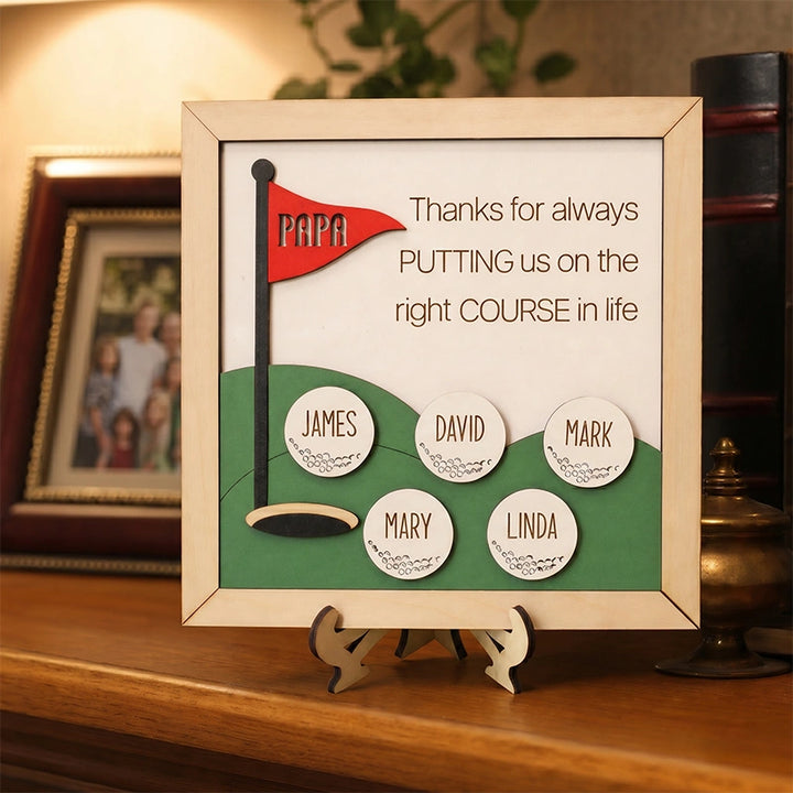 Best Dad by Par Wooden Golf Sign – Personalized Golf Décor Gift for Dad & Him