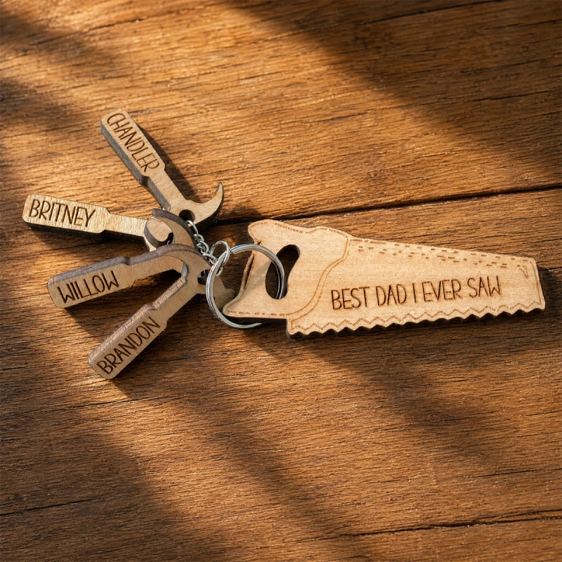 Best Dad “I Ever Saw” Hammer Keychain – Personalized Gift for Dad, Grandpa, Papa