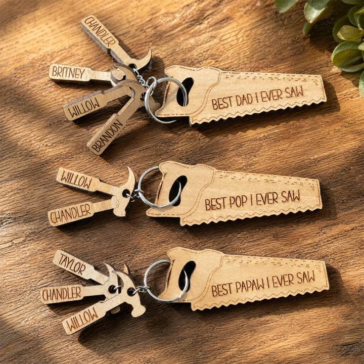 Best Dad “I Ever Saw” Hammer Keychain – Personalized Gift for Dad, Grandpa, Papa