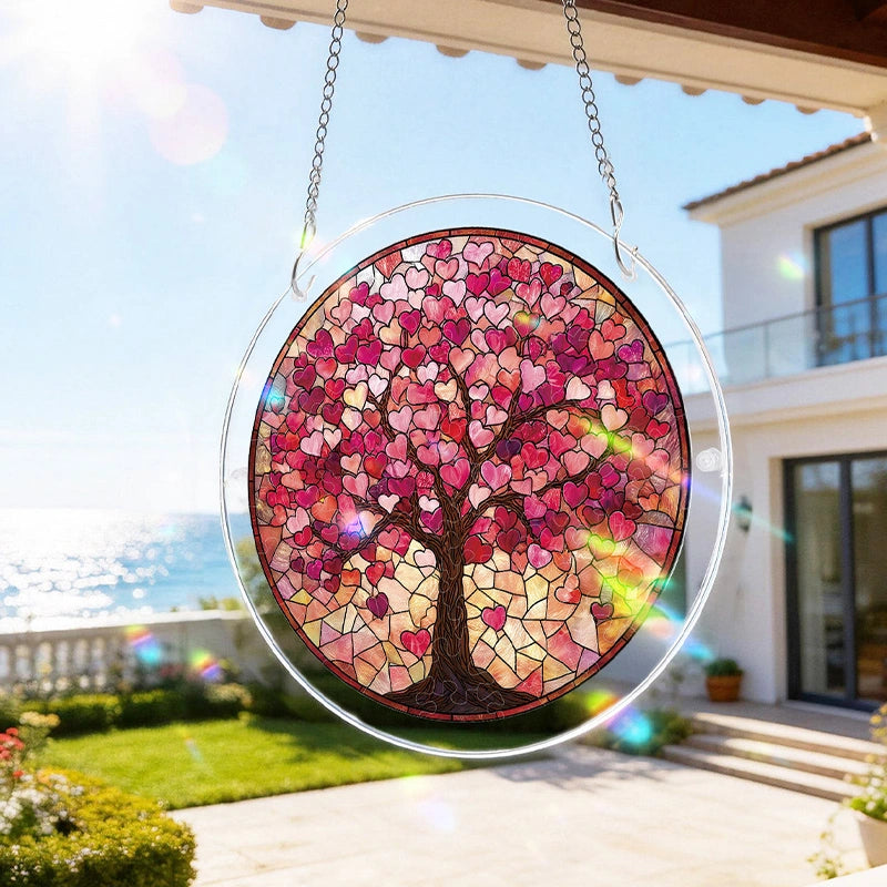 Branches of Love Acrylic Suncatcher – Heartwarming Light-Catching Window Art Décor