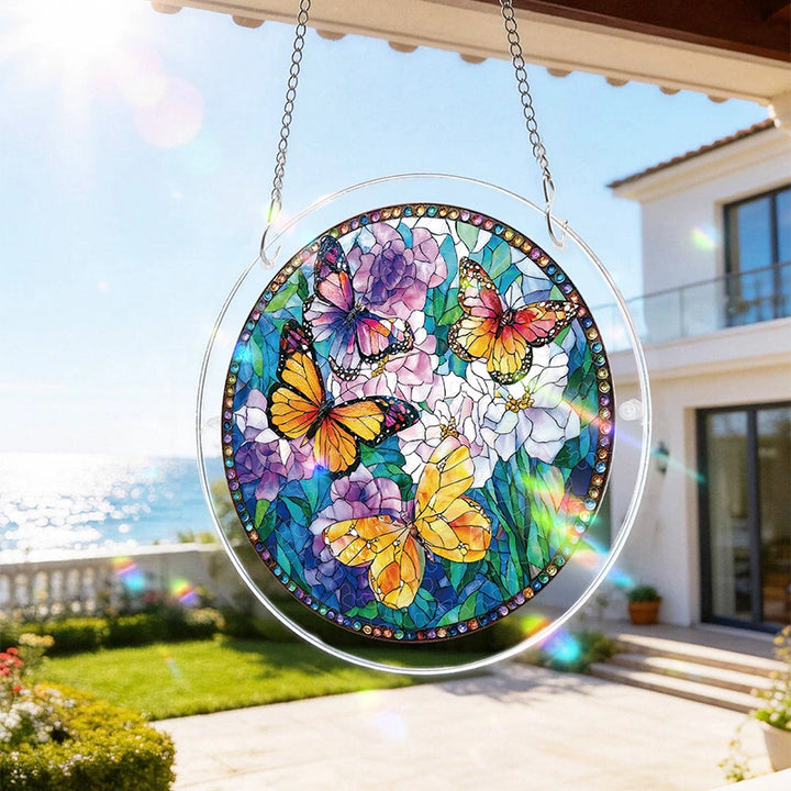 Butterflies in Bloom Acrylic Suncatcher Puzzle – Light Catching Window Art Décor