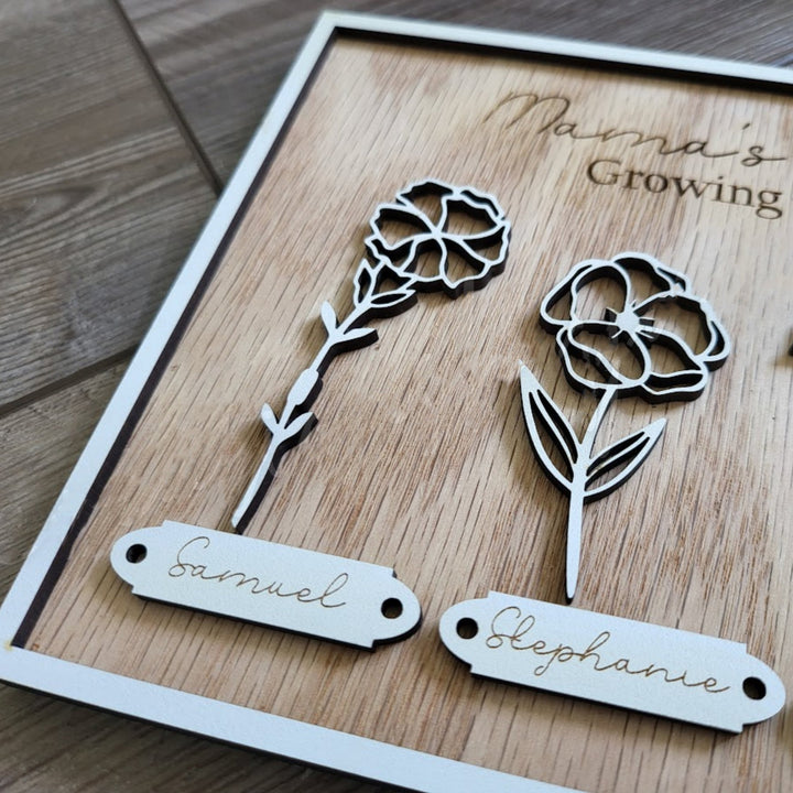 Personalized name birthday flower photo frame