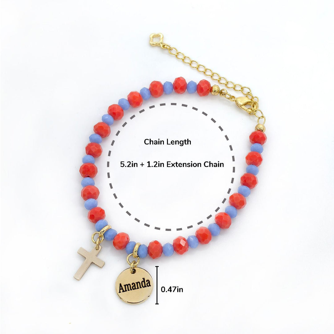 Personalized Cross Charm Children's Christmas Bracelet