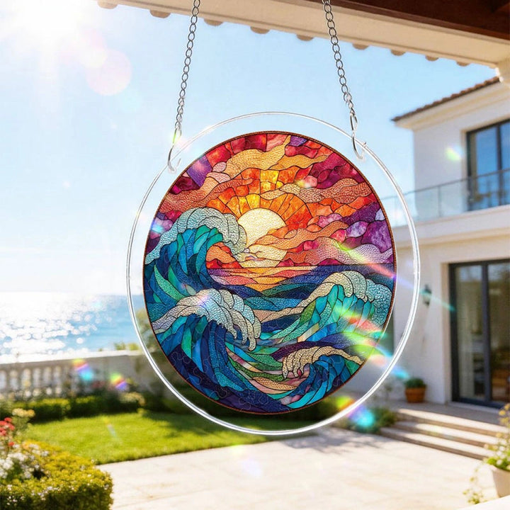 Chasing the Sun Sea Acrylic Suncatcher – Ocean Light Window Hanging Decor