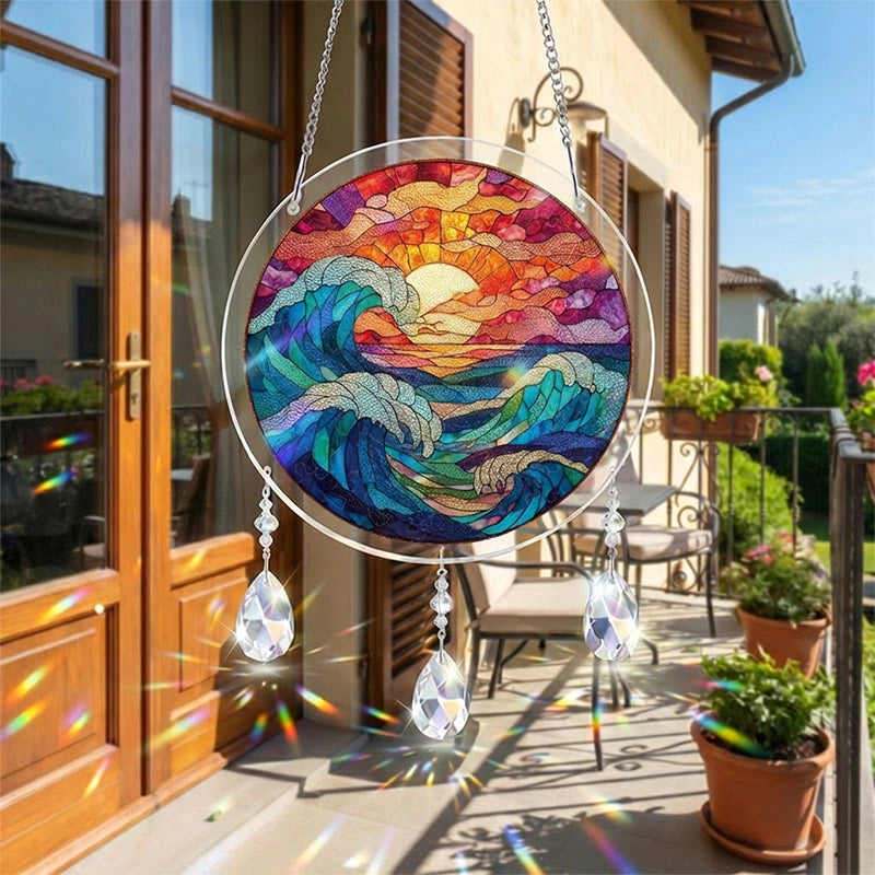 Chasing the Sun Sea Acrylic Suncatcher – Ocean Light Window Hanging Decor
