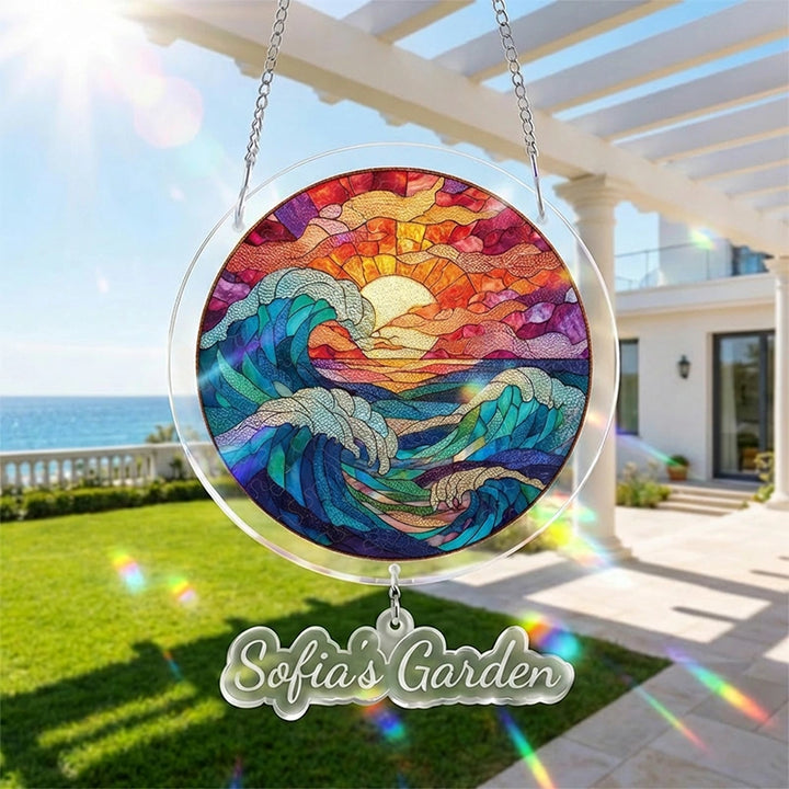 Chasing the Sun Sea Acrylic Suncatcher – Ocean Light Window Hanging Decor