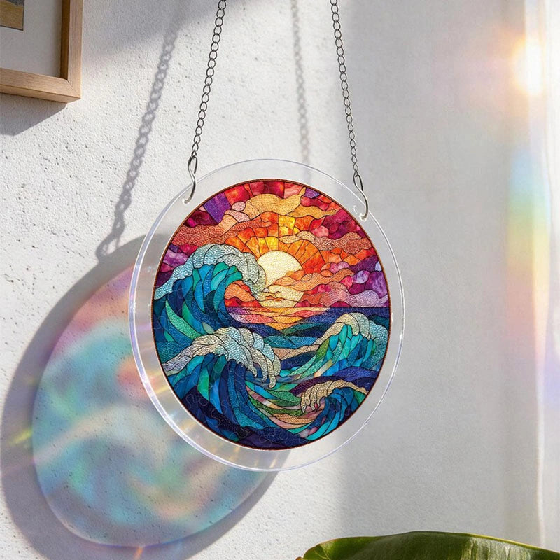 Chasing the Sun Sea Acrylic Suncatcher – Ocean Light Window Hanging Decor