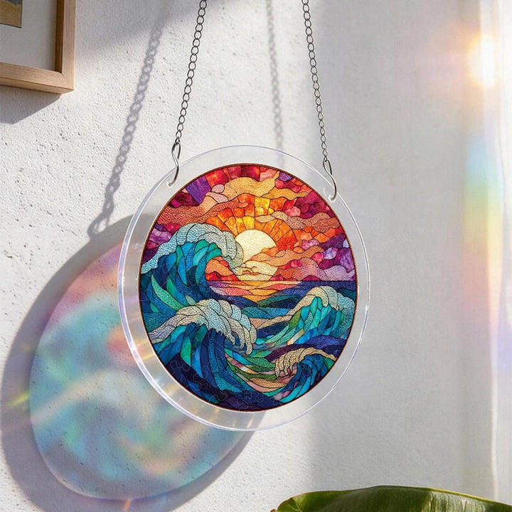 Chasing the Sun Sea Acrylic Suncatcher – Ocean Light Window Hanging Decor