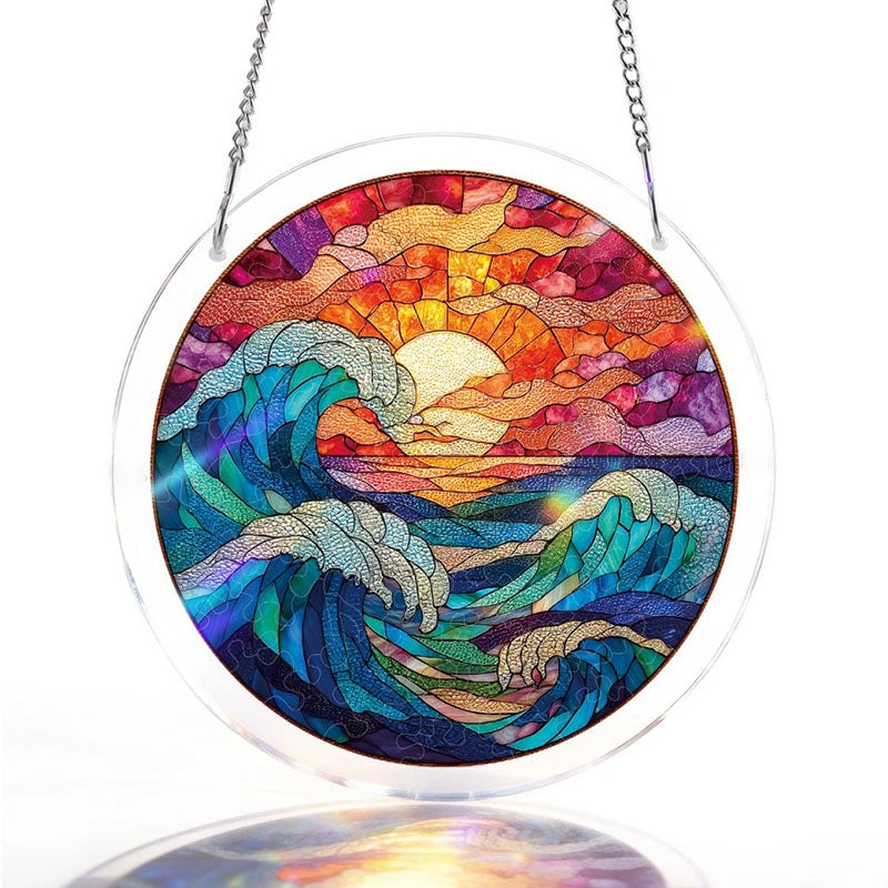 Chasing the Sun Sea Acrylic Suncatcher – Ocean Light Window Hanging Decor