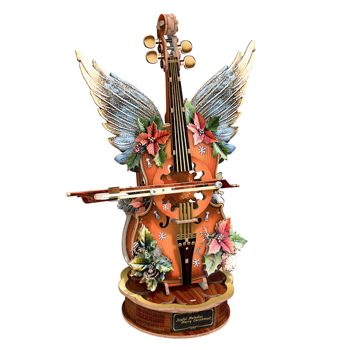 Christmas Holly Cello – DIY Wooden Music Box Puzzle | 3D Handcrafted Holiday Gift