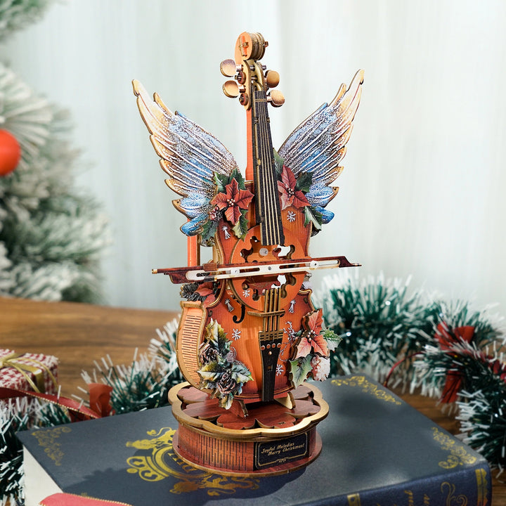 Christmas Holly Cello – DIY Wooden Music Box Puzzle | 3D Handcrafted Holiday Gift