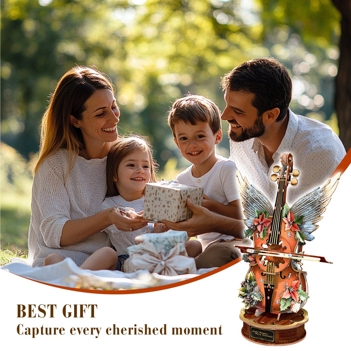 Christmas Holly Cello – DIY Wooden Music Box Puzzle | 3D Handcrafted Holiday Gift