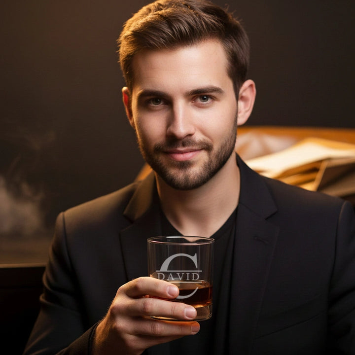 Custom Engraved Whiskey Glass – Personalized 10 oz Bourbon Glass for Groomsmen, Best Man, Dad & Special Occasions