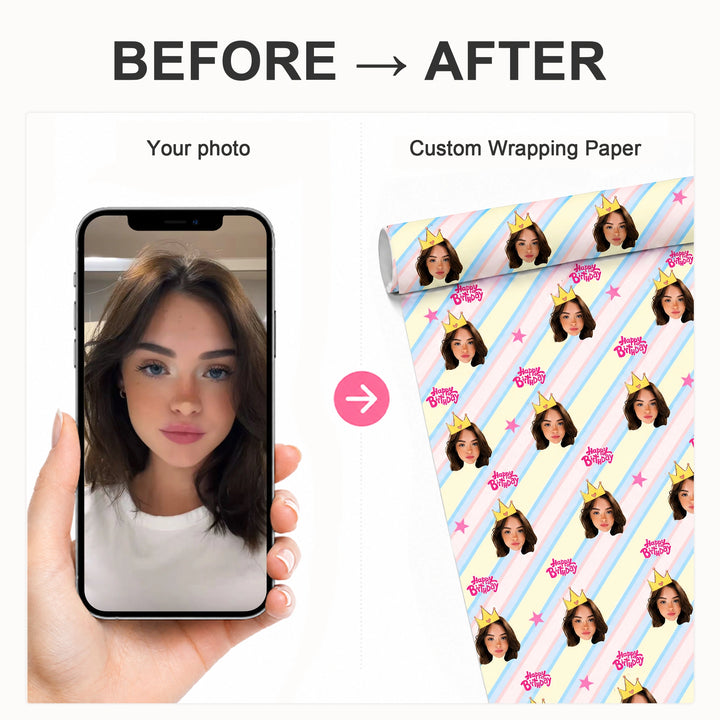 Custom Face Wrapping Paper – Personalized Photo Gift Wrap