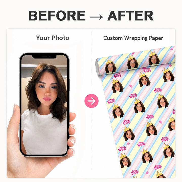 Custom Face Wrapping Paper – Personalized Photo Gift Wrap