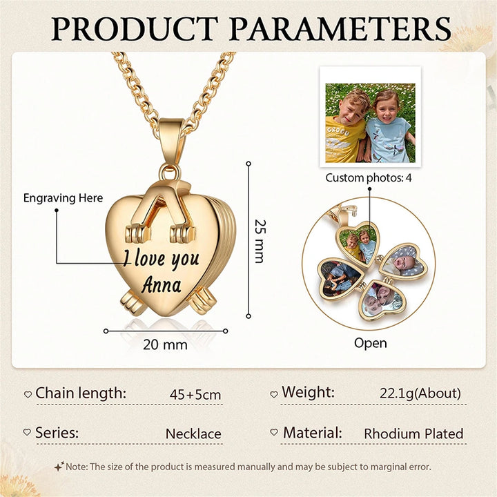 Custom Heart Locket Photo Keychain – Lucky Clover Folding Picture Keychain | Personalized Gift for Mom, Grandma, First Mother’s Day