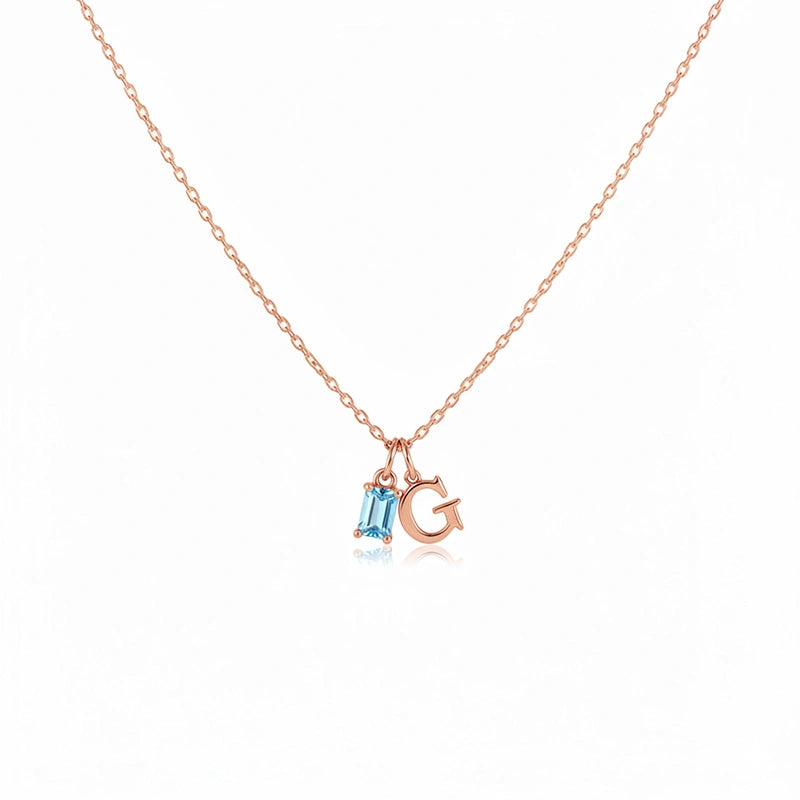 Custom Initial Necklace with Birthstone – Personalized Tiny Letter Necklace for Mom, Minimalist Jewelry Gift for Her