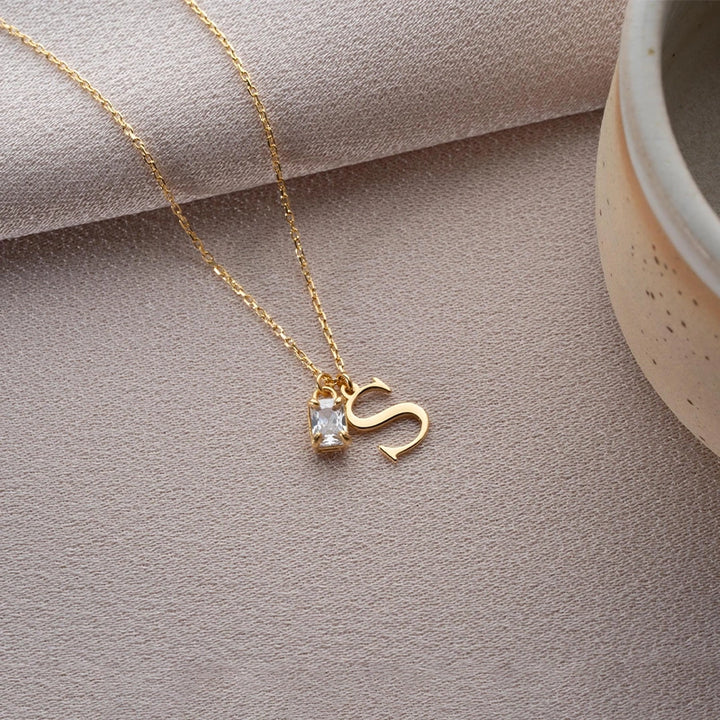 Custom Initial Necklace with Birthstone – Personalized Tiny Letter Necklace for Mom, Minimalist Jewelry Gift for Her