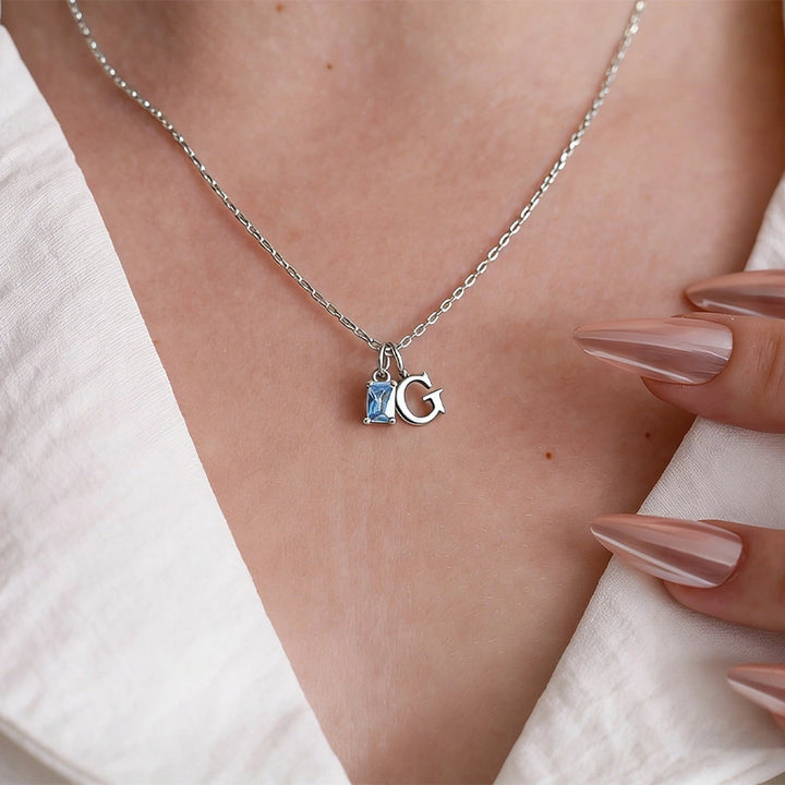 Custom Initial Necklace with Birthstone – Personalized Tiny Letter Necklace for Mom, Minimalist Jewelry Gift for Her