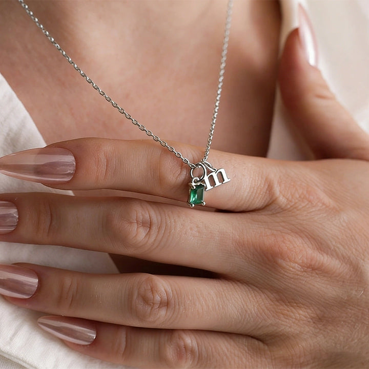 Custom Initial Necklace with Birthstone – Personalized Tiny Letter Necklace for Mom, Minimalist Jewelry Gift for Her