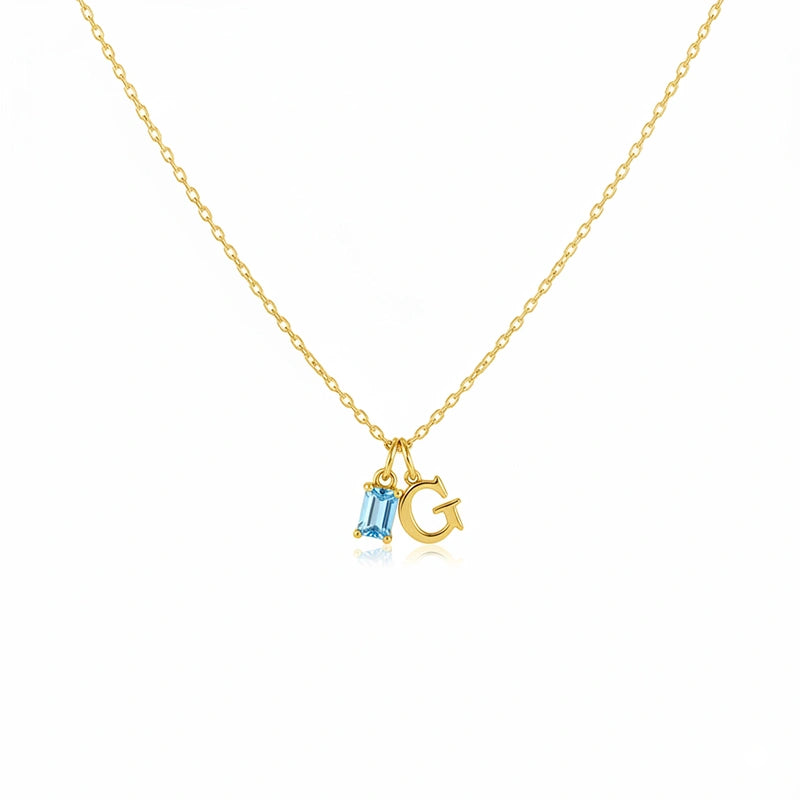 Custom Initial Necklace with Birthstone – Personalized Tiny Letter Necklace for Mom, Minimalist Jewelry Gift for Her