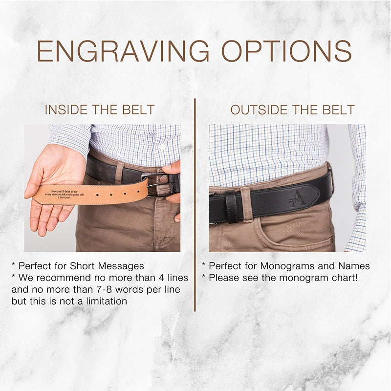 Custom Leather Belt for Men – Personalized Engraved Belt | Anniversary Gift for Husband | Valentine’s Day or Christmas Gift for Him