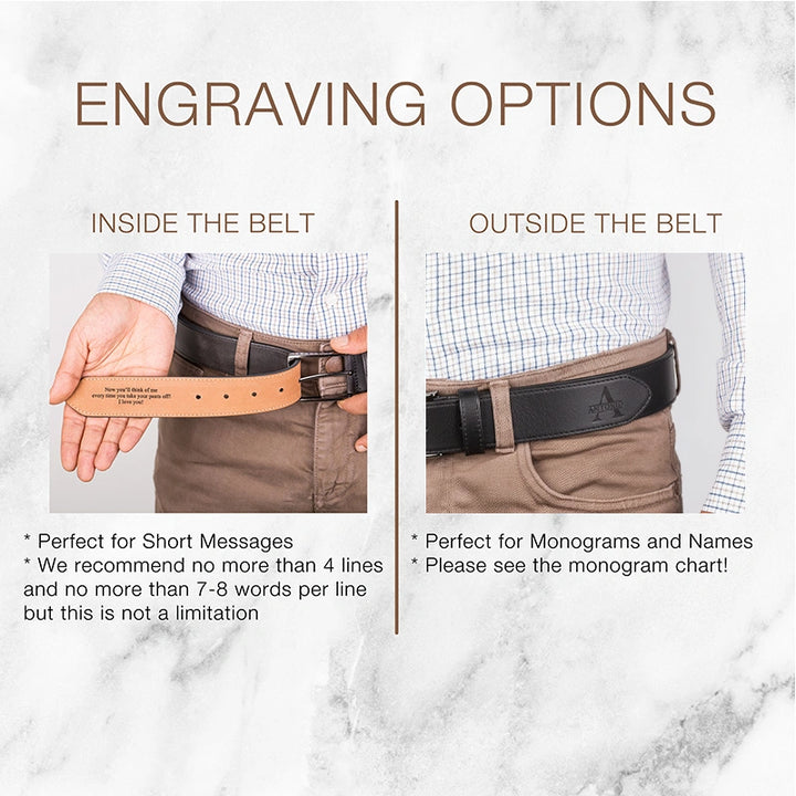 Custom Leather Belt for Men – Personalized Engraved Belt | Anniversary Gift for Husband | Valentine’s Day or Christmas Gift for Him