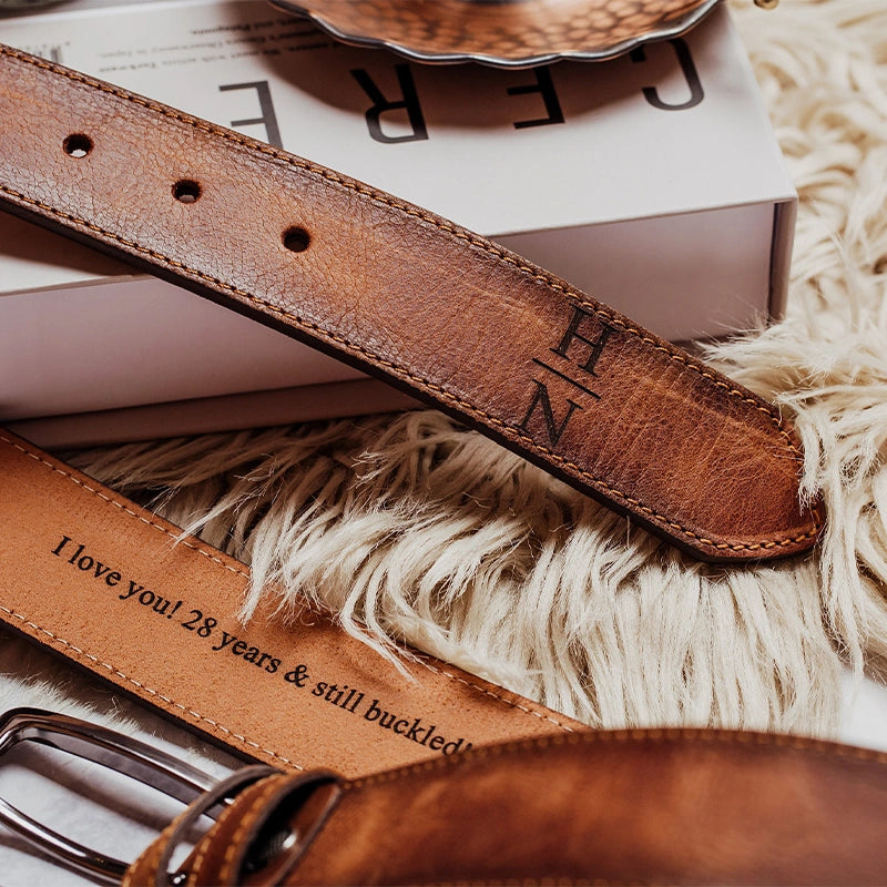 Custom Leather Belt for Men – Personalized Engraved Belt | Anniversary Gift for Husband | Valentine’s Day or Christmas Gift for Him