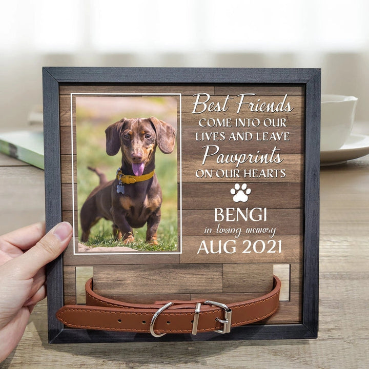 Custom Pet Memorial Photo Frame with Collar Holder – Personalized Dog & Cat Loss Gift | “My Hardest Goodbye” Sign