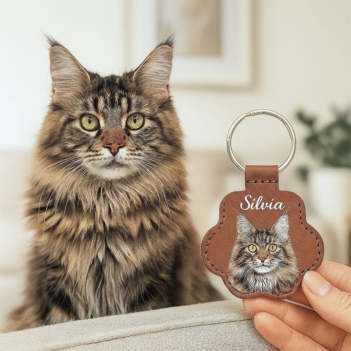 Custom Pet Photo Keychain – Personalized Pet Fur Keepsake Memorial Keychain
