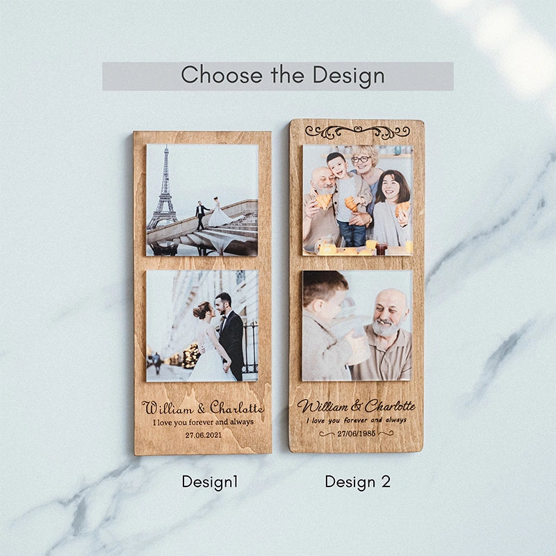 Custom Photo Acrylic Wood Frame – Personalized Wooden Block Picture Gift for Him, Anniversary & Valentine’s Day Gift