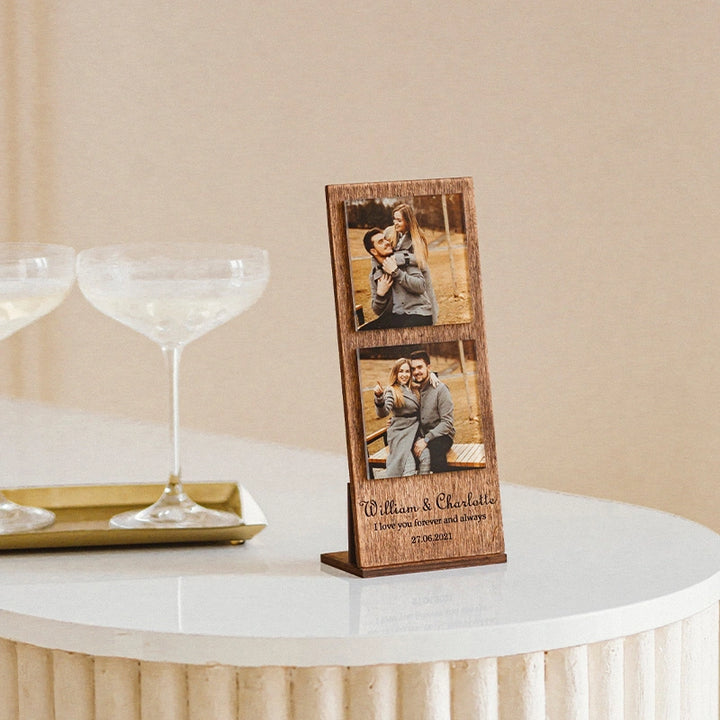 Custom Photo Acrylic Wood Frame – Personalized Wooden Block Picture Gift for Him, Anniversary & Valentine’s Day Gift