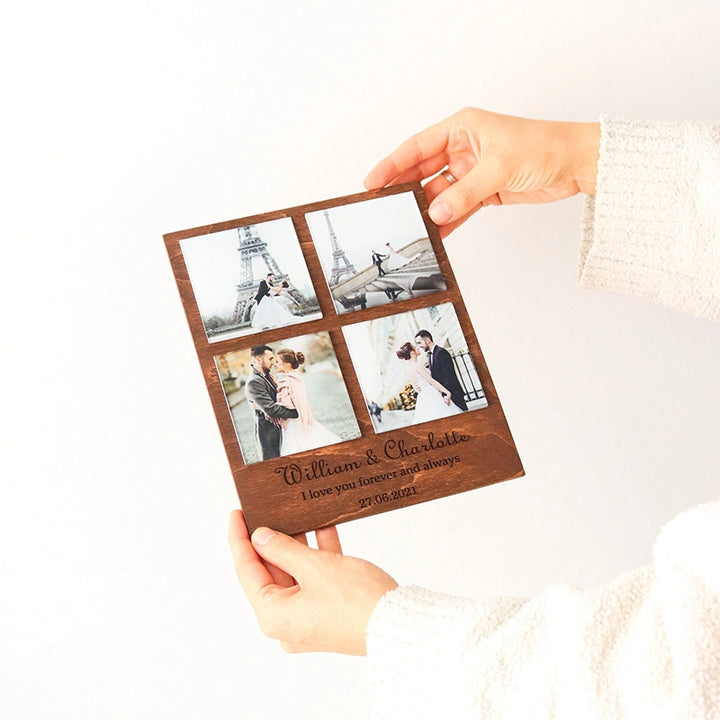 Custom Photo Acrylic Wood Frame – Personalized Wooden Block Picture Gift for Him, Anniversary & Valentine’s Day Gift
