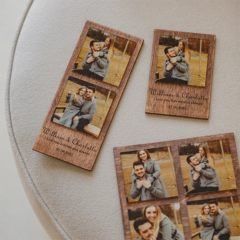 Custom Photo Acrylic Wood Frame – Personalized Wooden Block Picture Gift for Him, Anniversary & Valentine’s Day Gift