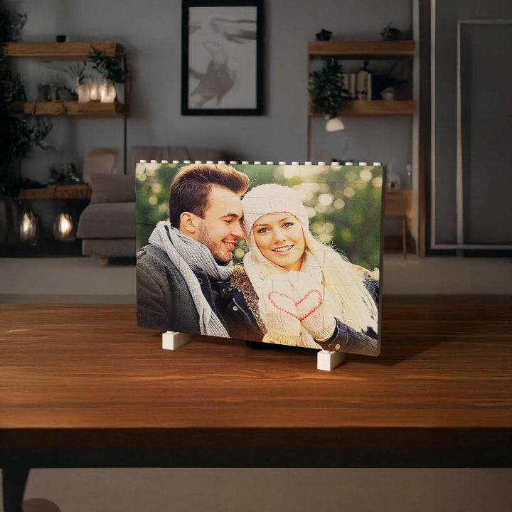 Custom Photo Building Blocks for Couples – Personalized UV Printed Heart Blocks, Anniversary Gift for Boyfriend, Romantic Valentine’s Gift for Him