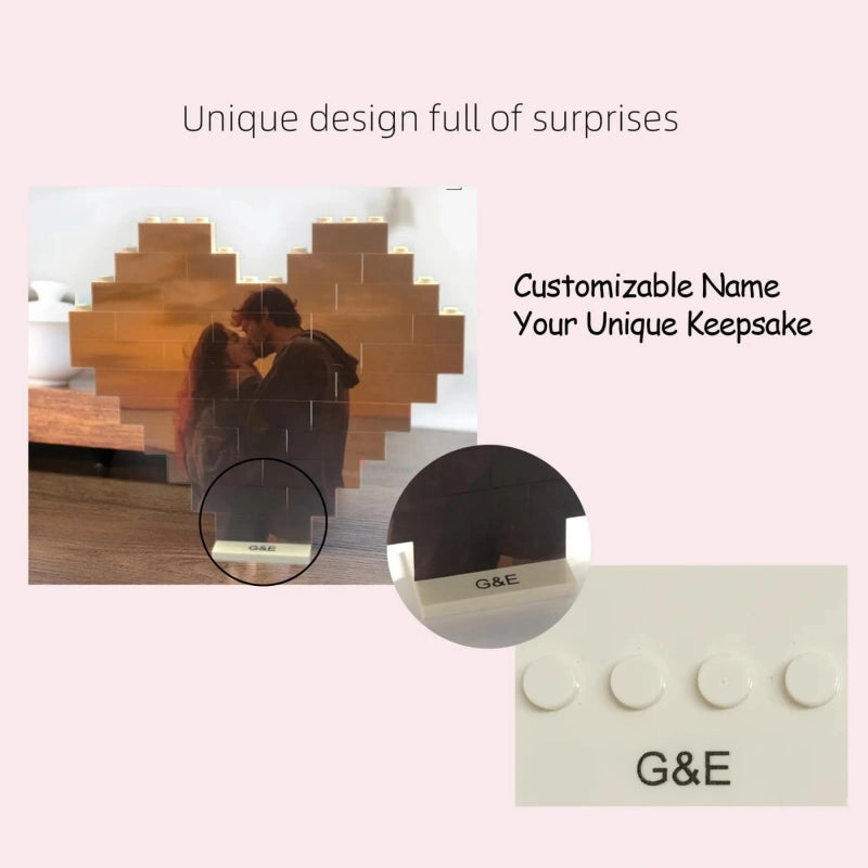 Custom Photo Building Blocks for Couples – Personalized UV Printed Heart Blocks, Anniversary Gift for Boyfriend, Romantic Valentine’s Gift for Him