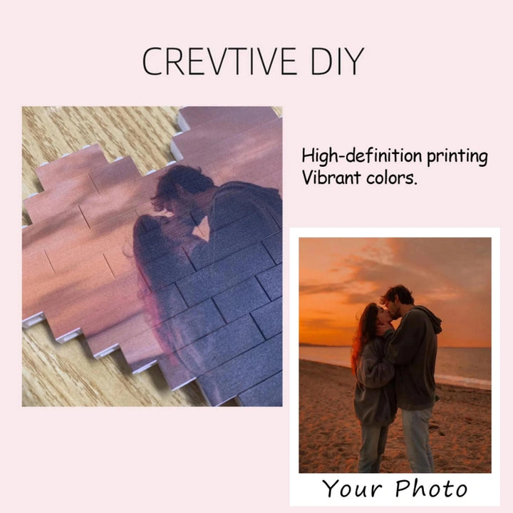Custom Photo Building Blocks for Couples – Personalized UV Printed Heart Blocks, Anniversary Gift for Boyfriend, Romantic Valentine’s Gift for Him
