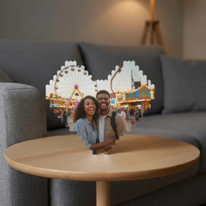 Custom Photo Building Blocks for Couples – Personalized UV Printed Heart Blocks, Anniversary Gift for Boyfriend, Romantic Valentine’s Gift for Him