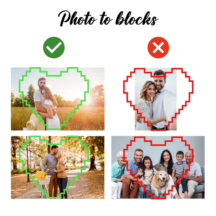 Custom Photo Building Blocks for Couples – Personalized UV Printed Heart Blocks, Anniversary Gift for Boyfriend, Romantic Valentine’s Gift for Him