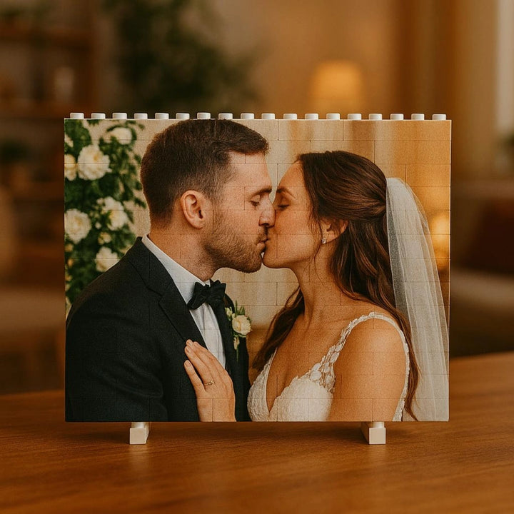 Custom Photo Building Blocks for Couples – Personalized UV Printed Heart Blocks, Anniversary Gift for Boyfriend, Romantic Valentine’s Gift for Him