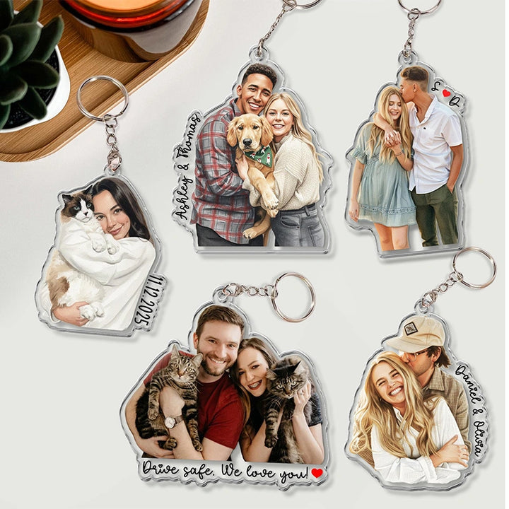 Custom Photo Couples Car Visor Clip – Personalized Drive Safe Picture Clip, Valentine’s Gift for Him