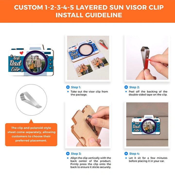 Custom Photo Couples Car Visor Clip – Personalized Drive Safe Picture Clip, Valentine’s Gift for Him