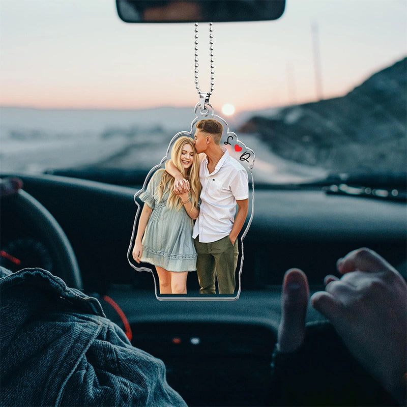 Custom Photo Couples Car Visor Clip – Personalized Drive Safe Picture Clip, Valentine’s Gift for Him