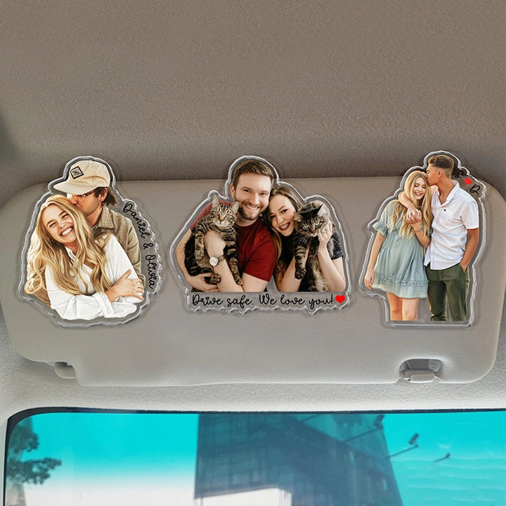 Custom Photo Couples Car Visor Clip – Personalized Drive Safe Picture Clip, Valentine’s Gift for Him